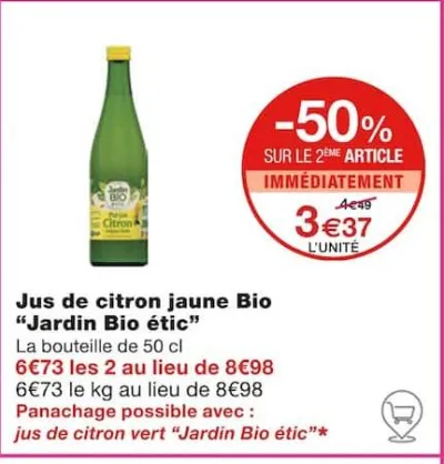 Monoprix Jus de citron jaune Bio Offres et Promotions