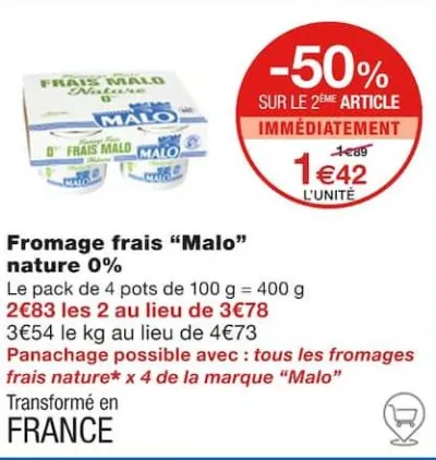 Monoprix Fromage frais nature 0% Offres et Promotions