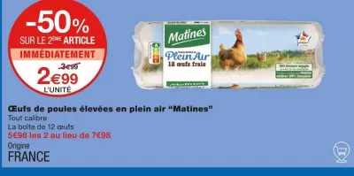 Monoprix Œufs de poules élevées en plein air Offres et Promotions