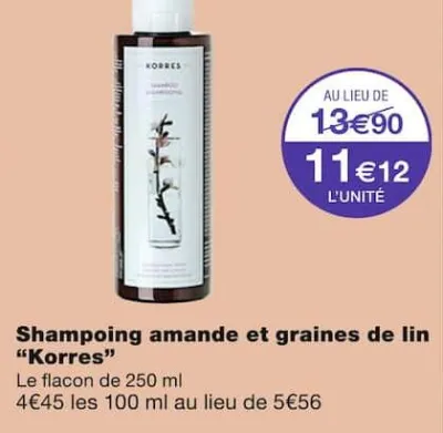 Monoprix Shampoing amande et graines de lin Offres et Promotions