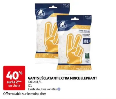 Auchan Hypermarché Gants L'éclatant Extra Mince Elephant Offres et Promotions