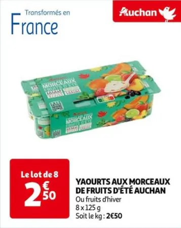 Auchan Hypermarché Yaourts Aux Morceaux De Fruits D'été Auchan Offres et Promotions