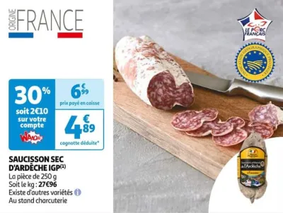 Auchan Hypermarché Saucisson Sec D'ardèche Igp Offres et Promotions