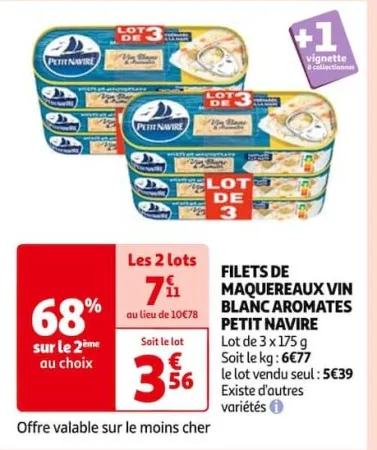 Auchan Hypermarché Filets De Maquereaux Vin Blanc Aromates Petit Navire Offres et Promotions