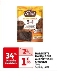 Auchan Hypermarché Ma Recette Maison 3 En 1 Aux Pépites De Chocolat Offres et Promotions