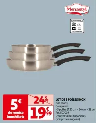 Auchan Hypermarché Lot De 3 Poêles Inox Offres et Promotions