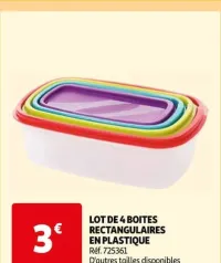 Auchan Hypermarché Lot De 4 Boites Rectangulaires En Plastique Offres et Promotions