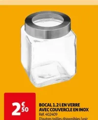 Auchan Hypermarché Bocal 1.2 L En Verre Avec Couvercle En Inox Offres et Promotions