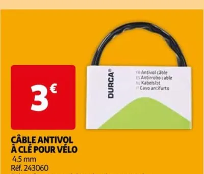 Auchan Hypermarché Câble Antivol À Clé Pour Vélo Offres et Promotions