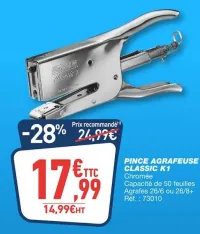 Bureau Vallée PINCE AGRAFEUSE CLASSIC K1 Offres et Promotions