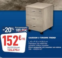 Bureau Vallée CAISSON 3 TIROIRS TREND Offres et Promotions
