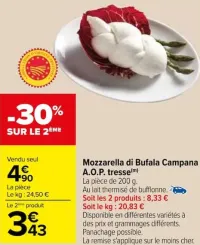 Carrefour Mozzarella di Bufala Campana A.O.P. tresse Offres et Promotions