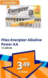 Action Piles Energizer Alkaline Power AA Offres et Promotions