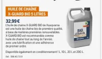 Husqvarna HUILE DE CHAÎNE X-GUARD BIO 5 LITRES Offres et Promotions