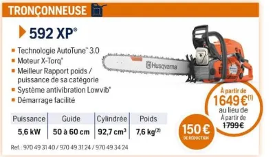 Husqvarna TRONÇONNEUSE 592 XP Offres et Promotions