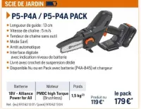 Husqvarna SCIE DE JARDIN P5-P4A / P5-P4A PACK Offres et Promotions