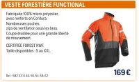 Husqvarna VESTE FORESTIÈRE FUNCTIONAL Offres et Promotions