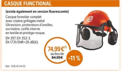 Husqvarna CASQUE FUNCTIONAL Offres et Promotions