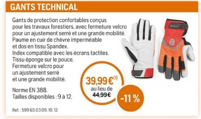 Husqvarna GANTS TECHNICAL Offres et Promotions