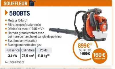 Husqvarna SOUFFEUR 580BTSL Offres et Promotions