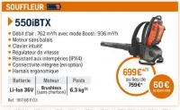 Husqvarna SOUFFLEUR 550iBTX Offres et Promotions