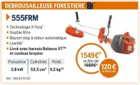 Husqvarna DEBROUSSAILLEUSE FORESTIERE 555FRM Offres et Promotions