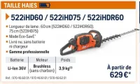 Husqvarna TAILLE HAIES 522iHD60 / 522iHD75 / 522iHDR60 Offres et Promotions