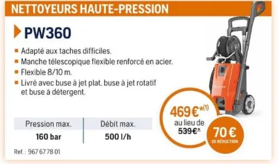 Husqvarna NETTOYEURS HAUTE-PRESSION PW360 Offres et Promotions