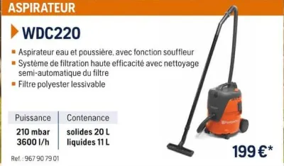 Husqvarna ASPIRATEUR WDC220 Offres et Promotions