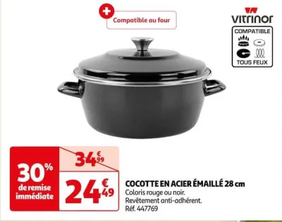 Auchan Hypermarché Cocotte En Acier Émaillé 28 Cm Offres et Promotions